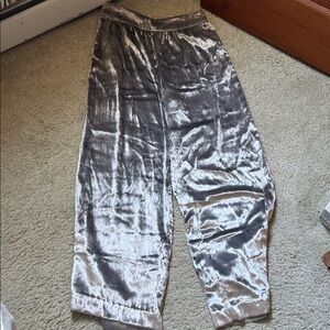 Anthropologie MAEVE Shimmery Silver wide leg pants. Size Small Velvet